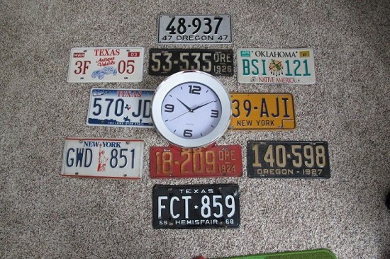 Easy License Plate Clock Wall Art