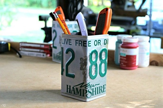 License Plate Pencil Cup