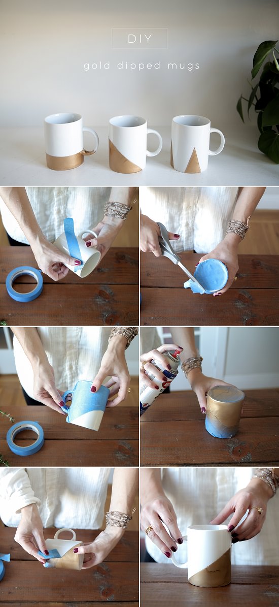 DIY Gold-Dipped Mugs