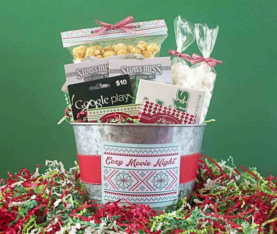 Cozy Movie Night Gift Bucket