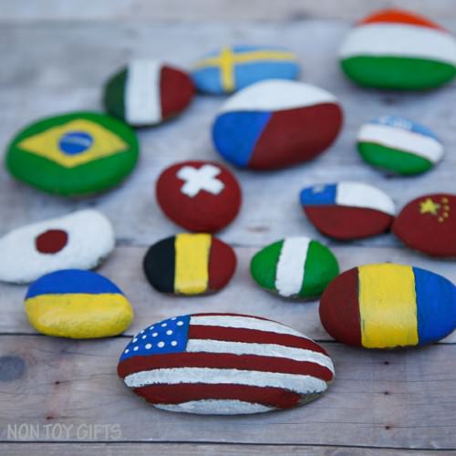 Flag Themed Painted Rocks