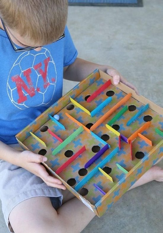 Cardboard Box Labyrinth Game