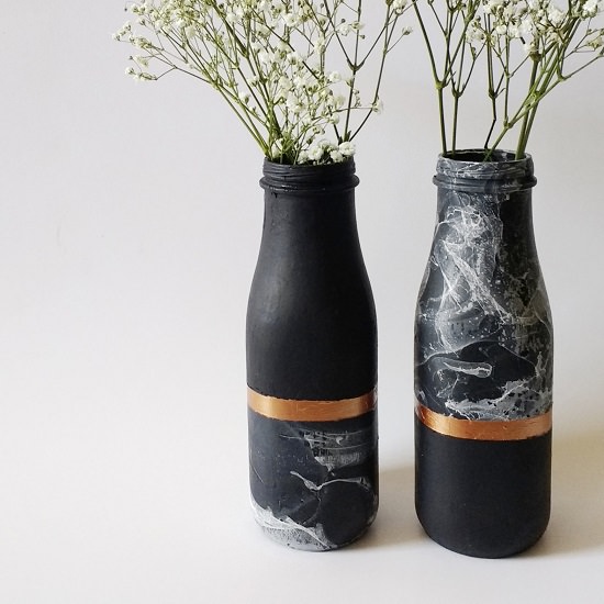 Marble and Copper Accent Vase