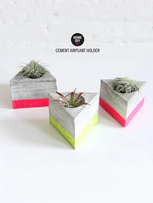 Triangle Cement Airplant Holder