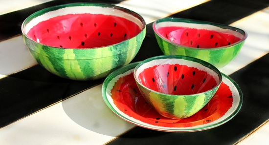 DIY Painted Watermelon Bowls