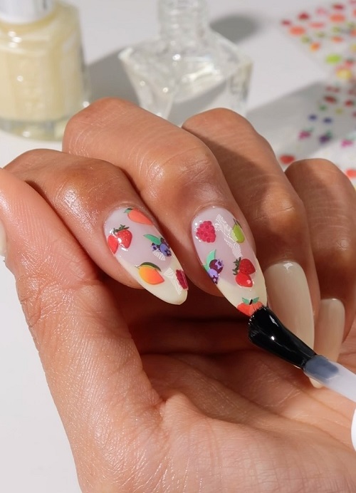 combination of fruits nail art
