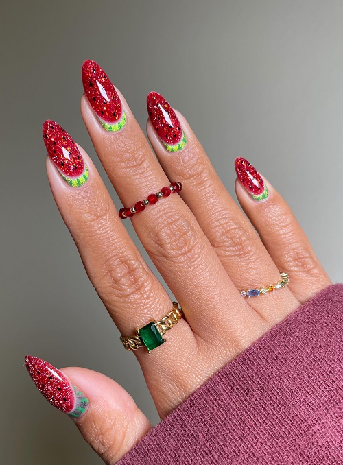 watermelon nail art