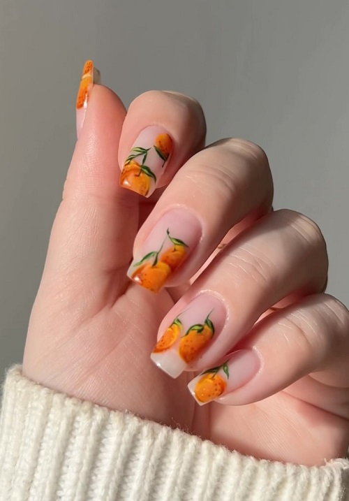 orange fruit nail art
