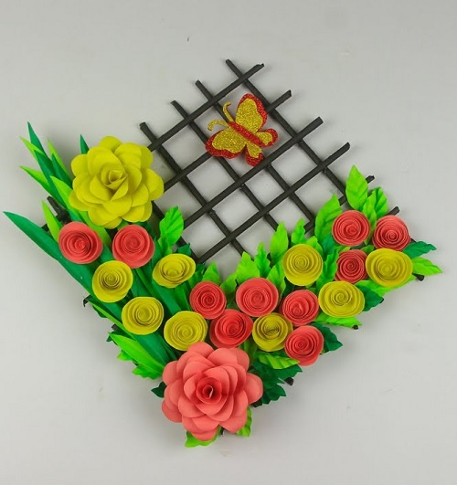 Origami Rose Room Decor wall hanging