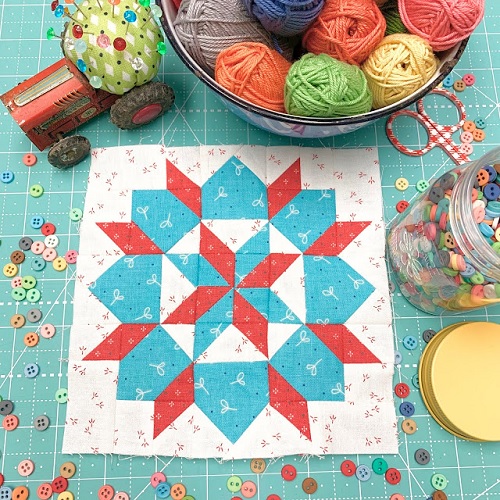 Grandma's Star Quilt Block Vintage Fabric