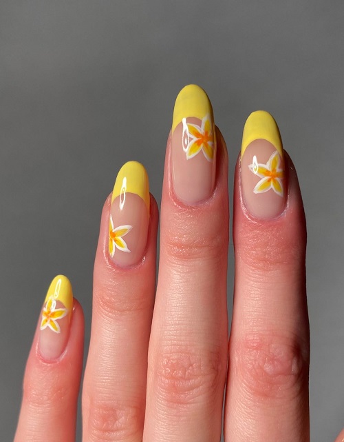 Yellow floral nails