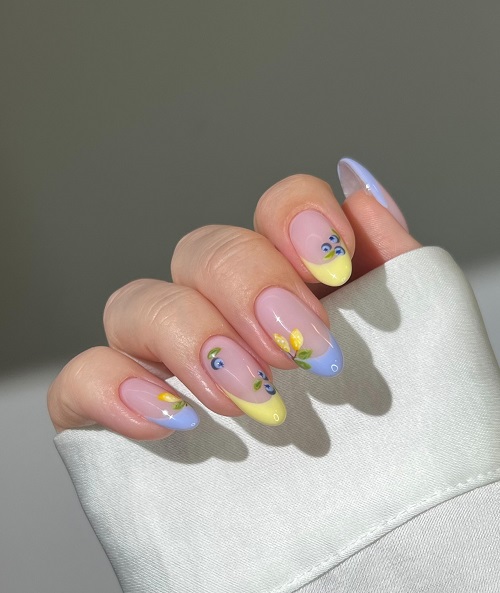 blueberry and lemon yellow nails