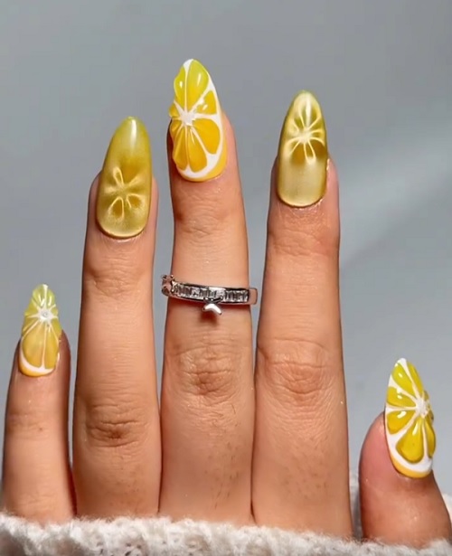 Summer Yellow Nail Designs 4