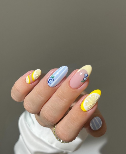 tart and tangy blueberry and lemon nails