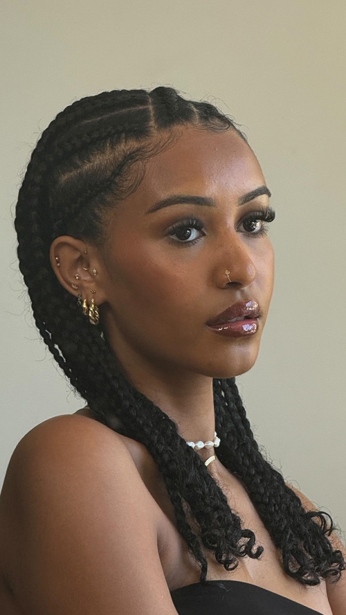 Simple half up half down braids