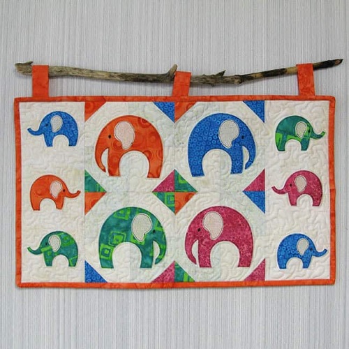 Colorful Elephant Walk Wall Hanging