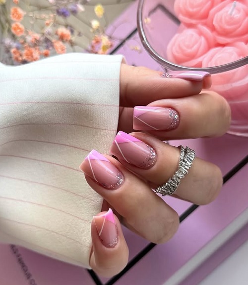 beautiful trending line nail art