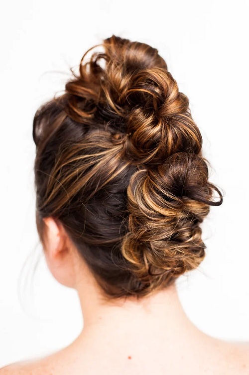 messy bun faux hawk
