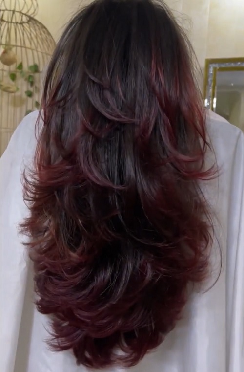 Dark cherry red hair colour