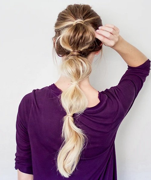 Easy Bubble Ponytail Hairstyle