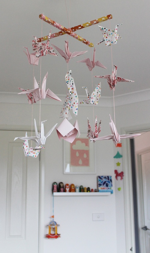 Origami crane mobile