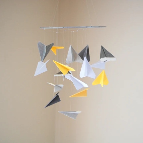 DIY paper airplane mobile