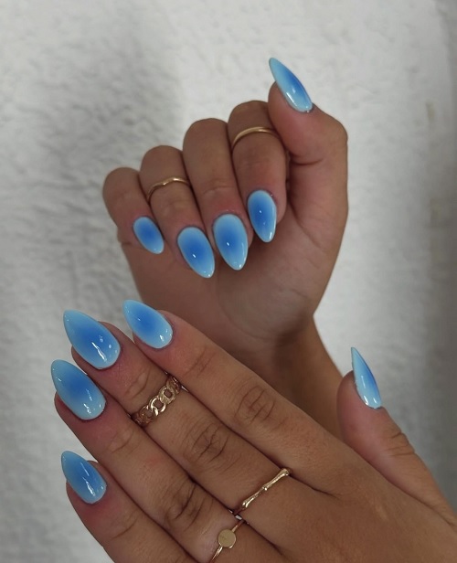 dreamy blue ombré nail set