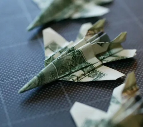 Origami F-18 Fighter Jet Out of a Dollar Bill