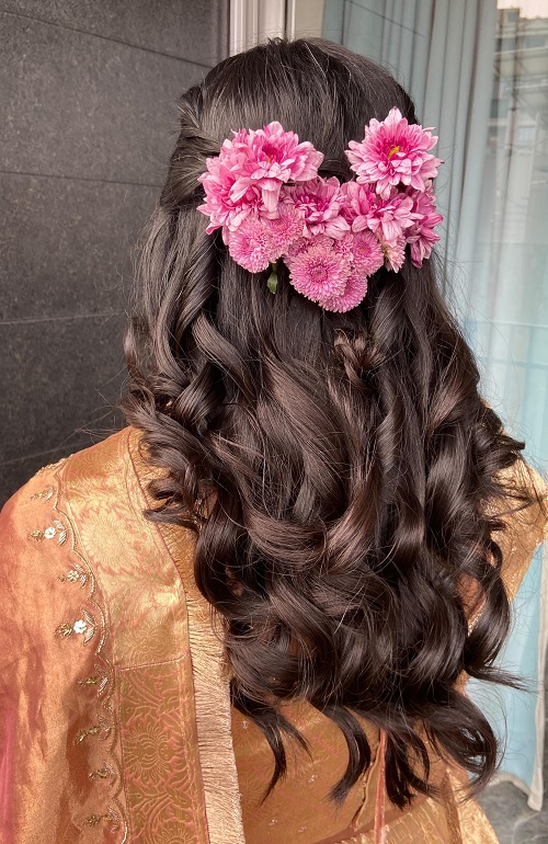 hairstyle with real flowers