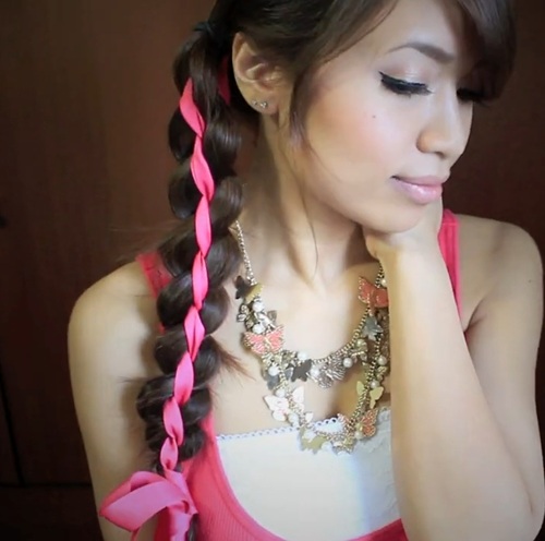 Strand Ribbon Braid Headband Hairstyle for Medium Long Hair Tutorial
