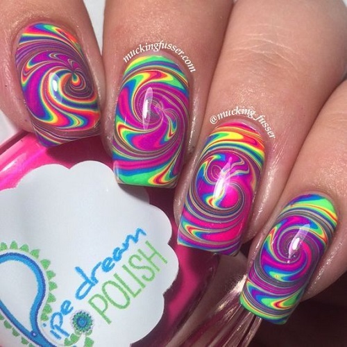 Stunning water marble nail art 1