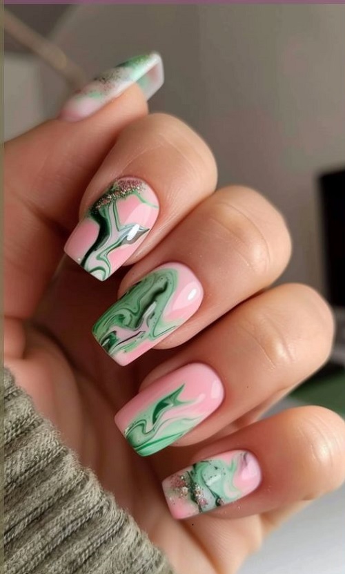 Stunning water marble nail art 4