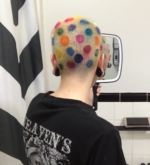 Rainbow Polka Dot Buzz Cut Hair