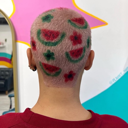 buzz cut watermelon dye