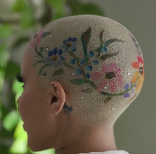 floral buzzcut dye