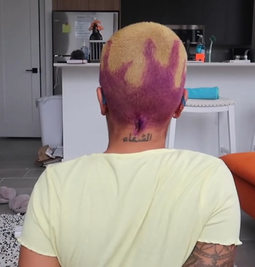 DYEd PURPLE FLAMES INTO BUZZCUT