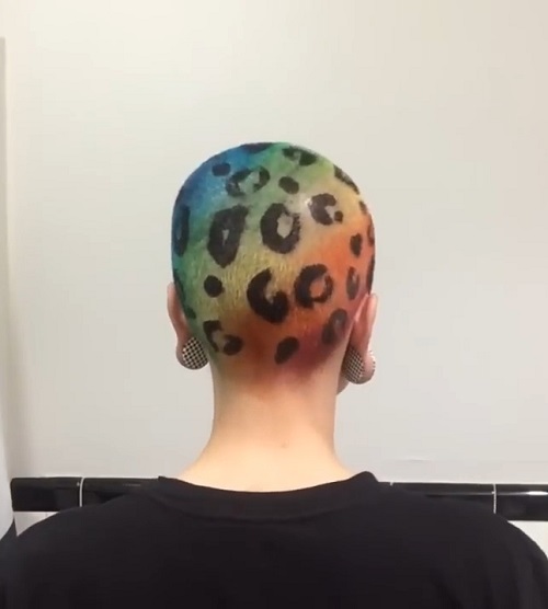 Rainbow Leopard Print Buzz Cut Hair Color
