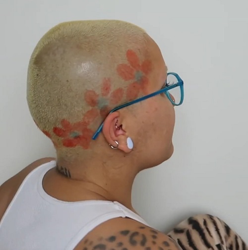 FINGER PAINTING FLOWERS INTO MY BUZZ CUT