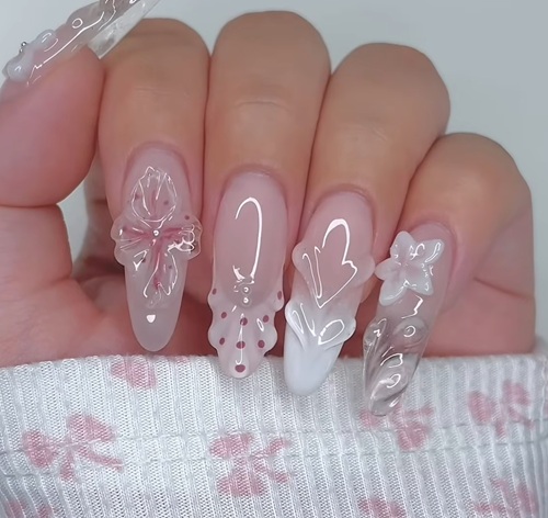Gel-X Trendy Glass 3D Floral Butterfly Full Nail Tutorial