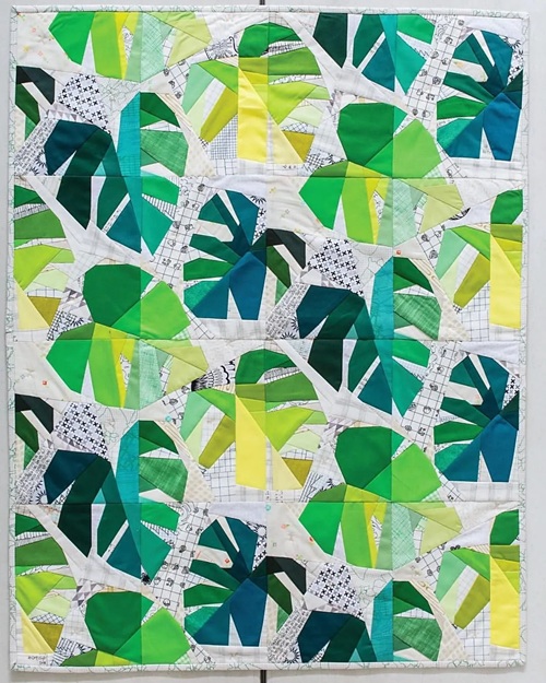monstera leaf quilting