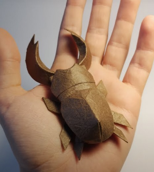 Origami chubby stag beetle
