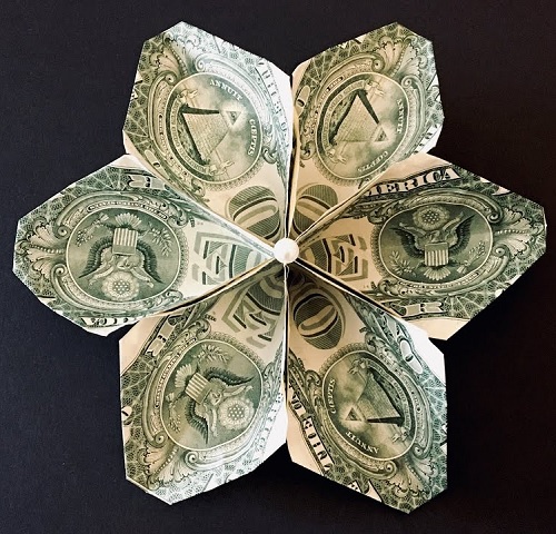 Dollar Bill Origami Flower 3D