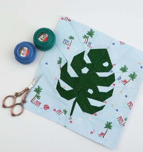 Monstera leaf quilting