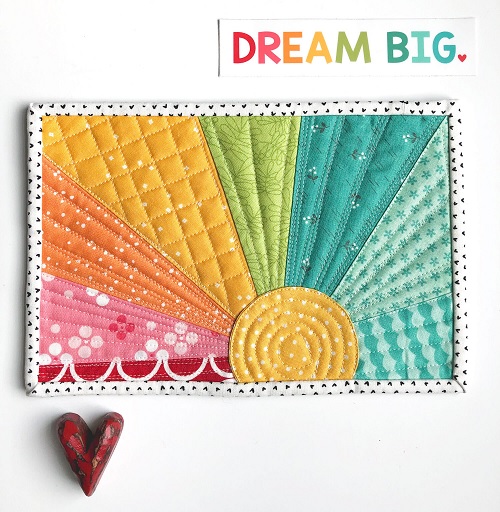 Quick and Easy Rainbow mug rug quilt pattern